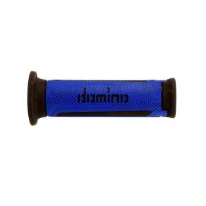 Domino COPPIA MANOPOLE MODELLO TURISMO IN GOMMA BICOLORE BLU / NERO PER MOTO STRADALI / SCOOTER Lunhezza: 120 mm