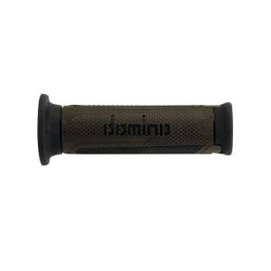 Domino COPPIA MANOPOLE MODELLO TURISMO IN GOMMA BICOLORE MARRONE / NERO PER MOTO STRADALI / SCOOTER Lunhezza: 120 mm