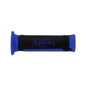 Domino COPPIA MANOPOLE MODELLO TURISMO IN GOMMA BICOLORE ANTRACITE / BLU PER MOTO STRADALI / SCOOTER Lunhezza: 120 mm
