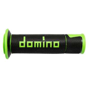 Manopole Domino nere/verdi in gomma termoplastica bicomponente con finitura multiconica A45041C4440B7-0 diametro 22 mm