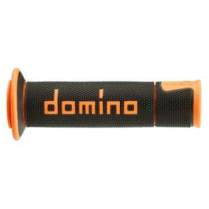 Manopole Domino nere/arancioni in gomma termoplastica bicomponente con finitura multiconica A45041C4540B7-0 diametro 22 mm