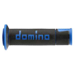 Manopole Domino nere/blu in gomma termoplastica bicomponente con finitura multiconica A45041C4840B7-0 diametro 22 mm