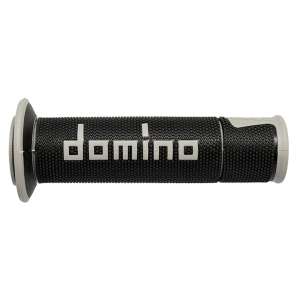 Manopole Domino nere/grigie in gomma termoplastica bicomponente con finitura multiconica A45041C5240B7-0 diametro 22 mm