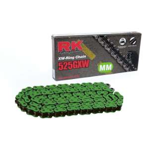 CATENA PER MOTO 525GXW 120 MAGLIE CLF VERDE PRODOTTA DA RK 