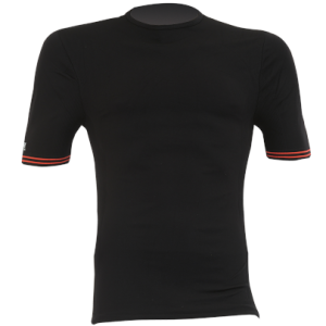 Maglia moto, bici e running tecnica sportiva a maniche corte nera con bordi arancioni sulla manica XTECH taglia S