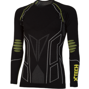 Maglia moto, bici e running tecnica sportiva antivento a maniche lunghe girocollo nera e gialla XTECH taglia XXS