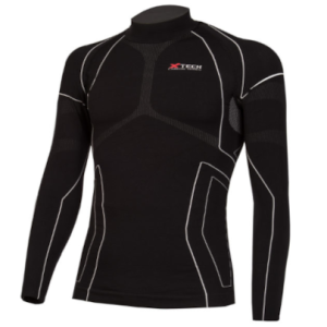 Maglia moto, bici e running tecnica sportiva antivento invernale a maniche lunghe lupetto nera XTECH taglia XXS