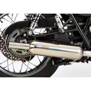 Scarico TRIUMPH Thruxton 2004 - 2005 - 2006 - 2007 - 2008 - 2009 - 2010 - 2011 - 2012 - 2013 - 2014 - 2015  .  SHARK Retro Classic con Kat sistema completo terminale di scarico acciaio inossidabile lucidato colore argento