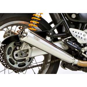Scarico TRIUMPH Thruxton 2004 - 2005 - 2006 - 2007 - 2008 - 2009 - 2010 - 2011 - 2012 - 2013 - 2014 - 2015  .  SHARK Retro Slip on terminale di scarico acciaio inossidabile lucidato colore argento