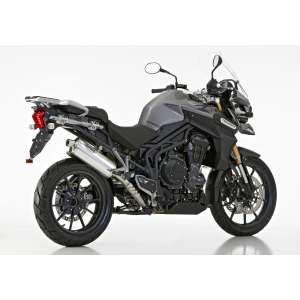 Scarico TRIUMPH Tiger 1200 Explorer anno  2012 - 2013 - 2014 - 2015   terminale di scarico HURRIC Rac 1 Slip on in Alluminio lucidato colore argento