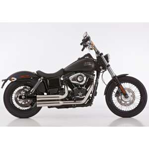 Scarico HARLEY DAVIDSON DYNA Low Rider 2006 - 2007 - 2008 - 2009   Sistema di scarico FALCON Double Groove sistema completo acciaio inossidabile lucidato colore argento