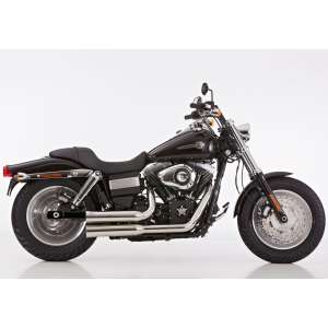 Scarico HARLEY DAVIDSON DYNA Fat Bob 2008 - 2009 - 2010 - 2011 - 2012   Sistema di scarico FALCON Double Groove sistema completo acciaio inossidabile lucidato colore argento