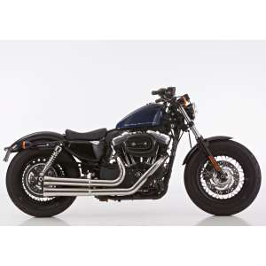 Scarico HARLEY DAVIDSON SPORTSTER XL 883R Roadster 2006 - 2007 - 2008 - 2009 - 2010 - 2011 - 2012 - 2013   Sistema di scarico FALCON Double Groove sistema completo acciaio inossidabile lucidato colore argento