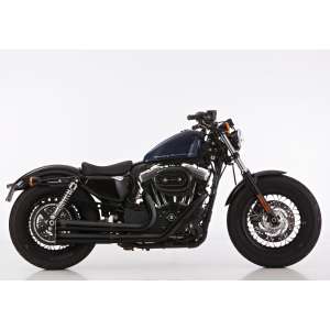 Scarico HARLEY DAVIDSON SPORTSTER XL 883N Iron 2017 - 2018   Sistema di scarico FALCON Double Groove sistema completo acciaio inossidabile rivestito colore nero-opaco