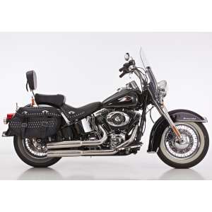 Scarico HARLEY DAVIDSON SOFTAIL Standard 2007 Sistema di scarico FALCON Double Groove sistema completo acciaio inossidabile lucidato colore argento
