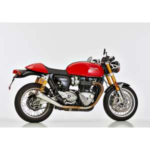 Scarico TRIUMPH Thruxton 2016 - 2017 - 2018  .  SHARK Retro Slip on terminale di scarico acciaio inossidabile lucidato colore argento