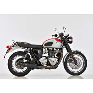 Scarico TRIUMPH Bonneville T100 2016 - 2017 - 2018  .  SHARK Retro Classic Slip on terminale di scarico acciaio inossidabile lucidato colore argento