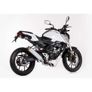Scarico HONDA CB125R anno  2018 terminale di scarico HURRIC TEC One sistema completo in aspetto alluminio titanio colore argento