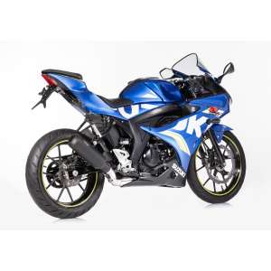 Scarico SUZUKI GSX-S 125 2017 - 2018  .  SHARK GP Series sistema completo terminale di scarico acciaio inossidabile rivestito colore nero-opaco