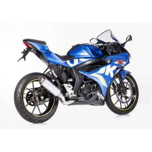 Scarico SUZUKI GSX-S 125 anno  2017 - 2018   terminale di scarico HURRIC TEC One sistema completo in aspetto alluminio titanio colore argento
