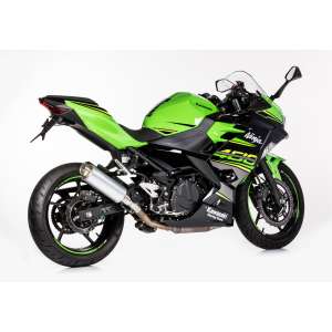 Scarico KAWASAKI Ninja 400 anno  2018 terminale di scarico HURRIC TEC One Slip on in aspetto alluminio titanio colore argento